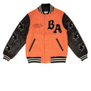 Orange Wool Relaxed Fit Logo Patch Varsity Jacket
