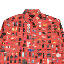 Men's Red Cotton Allover Print Button Down Shirt