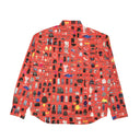 Men's Red Cotton Allover Print Button Down Shirt
