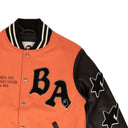 Orange Wool Relaxed Fit Logo Patch Varsity Jacket