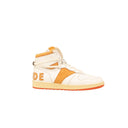 White & Orange Leather Rhecess Hi Top Sneakers