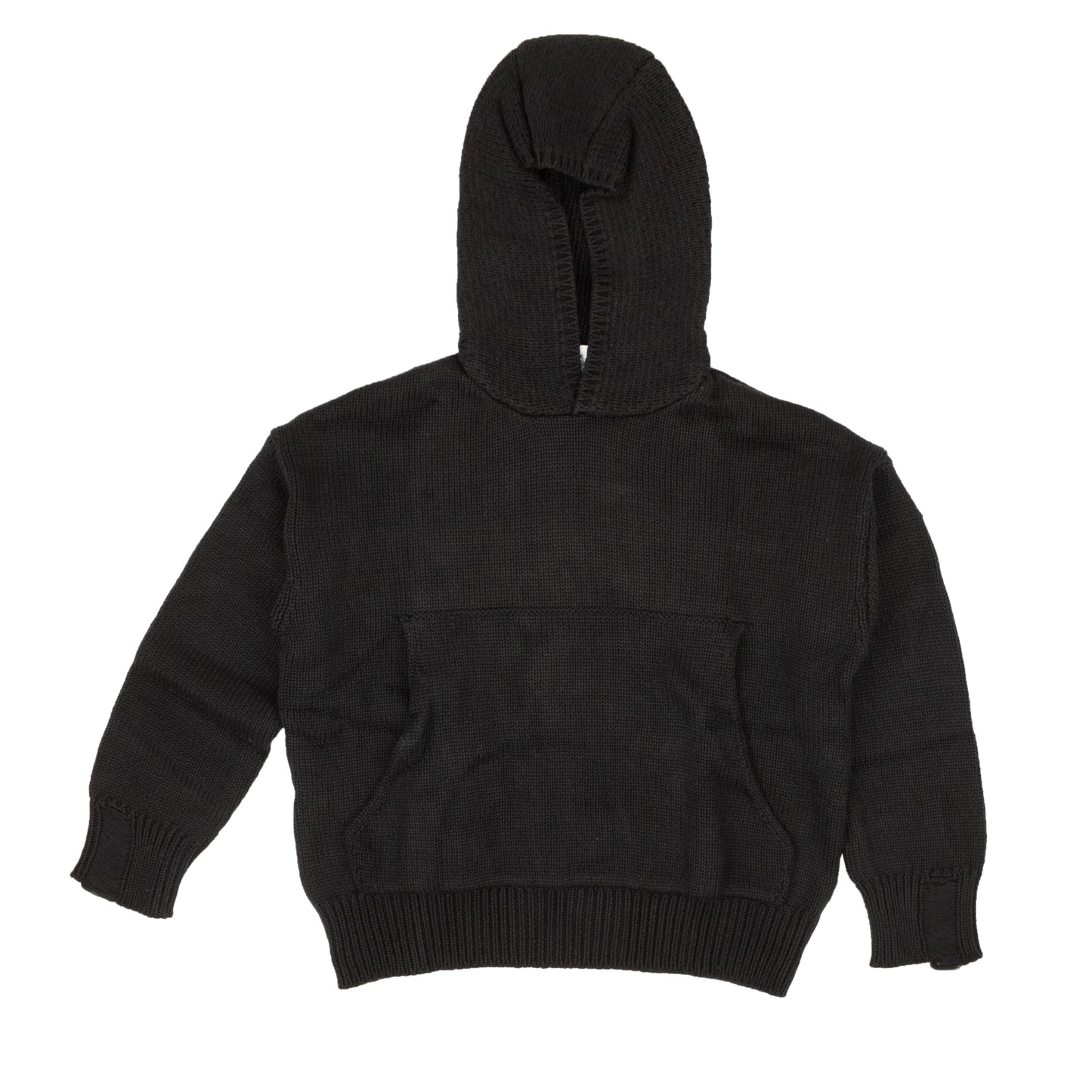 Black Cotton Laze Pullover Hoodie