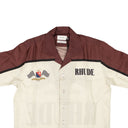 White & Maroon Silk Racing Team Button Down Shirt