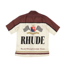 White & Maroon Silk Racing Team Button Down Shirt