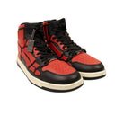 Black & Red Leather Skeleton High Top Sneakers