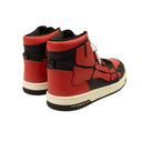 Black & Red Leather Skeleton High Top Sneakers