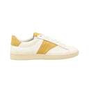 White And Mustard Leather Court Sneakers