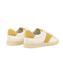White And Mustard Leather Court Sneakers