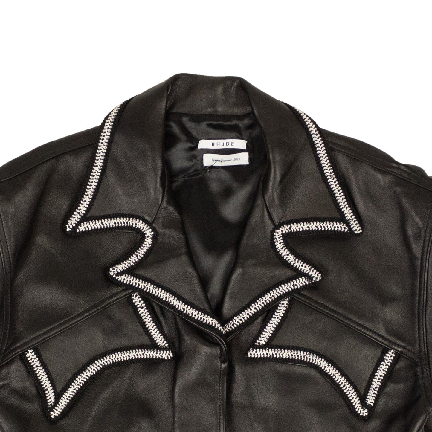 Rhude Lace-Trim Leather Shirt - Black