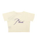 Cream And Lilac Cotton Logo Short Sleeve T-Shirt