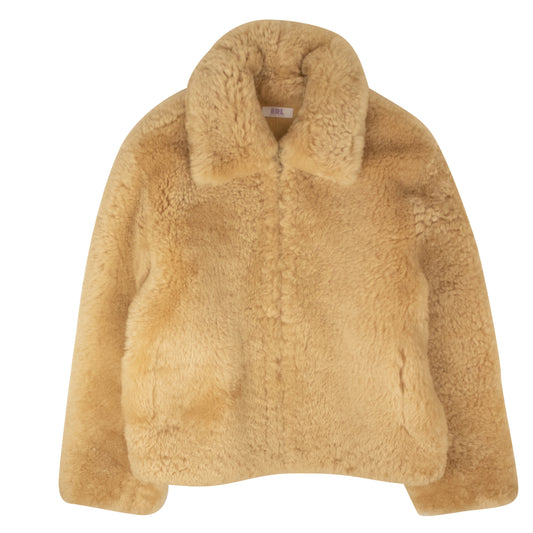 Erl Shearling Leather Coat - Beige
