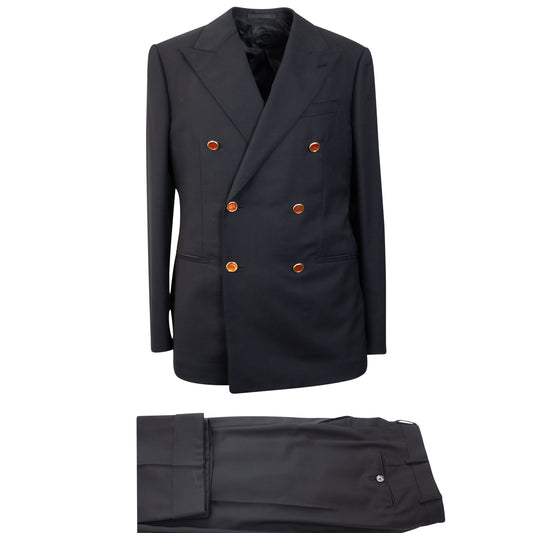 Caruso Wool Double Breated Suit 10R - Black