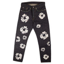 Indigo Rhinestone Cotton Wreath Jeans