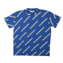 Men's Blue And Yellow All Over Logo Sporty T-Shirt