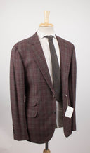 Burgundy Plaid Wool Two-Button Blazer