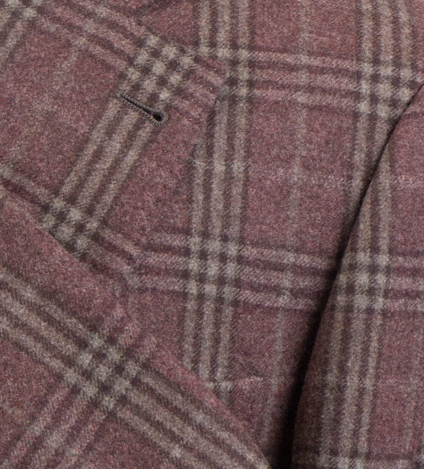 Burgundy Plaid Wool Two-Button Blazer