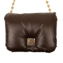 Brown Leather Puffer Goya Gold Chain Shoulder Bag