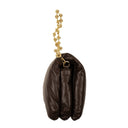 Brown Leather Puffer Goya Gold Chain Shoulder Bag
