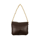 Brown Leather Puffer Goya Gold Chain Shoulder Bag