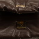 Brown Leather Puffer Goya Gold Chain Shoulder Bag