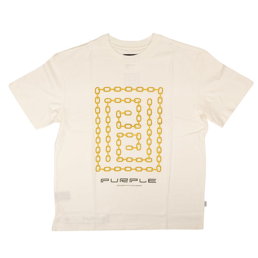 Textured Jersey SS Tee - Meander Chain Coconut Milk