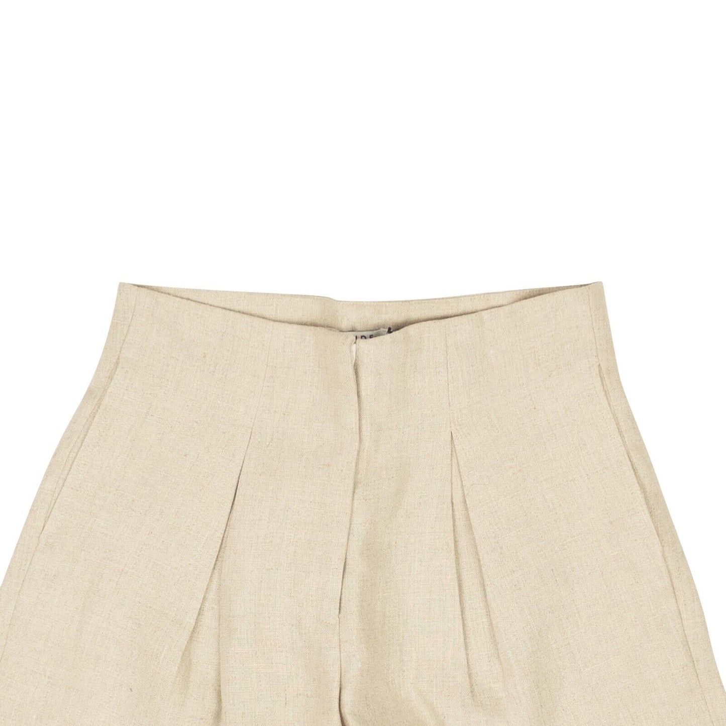 Natural Brown Linen Pleated Shorts