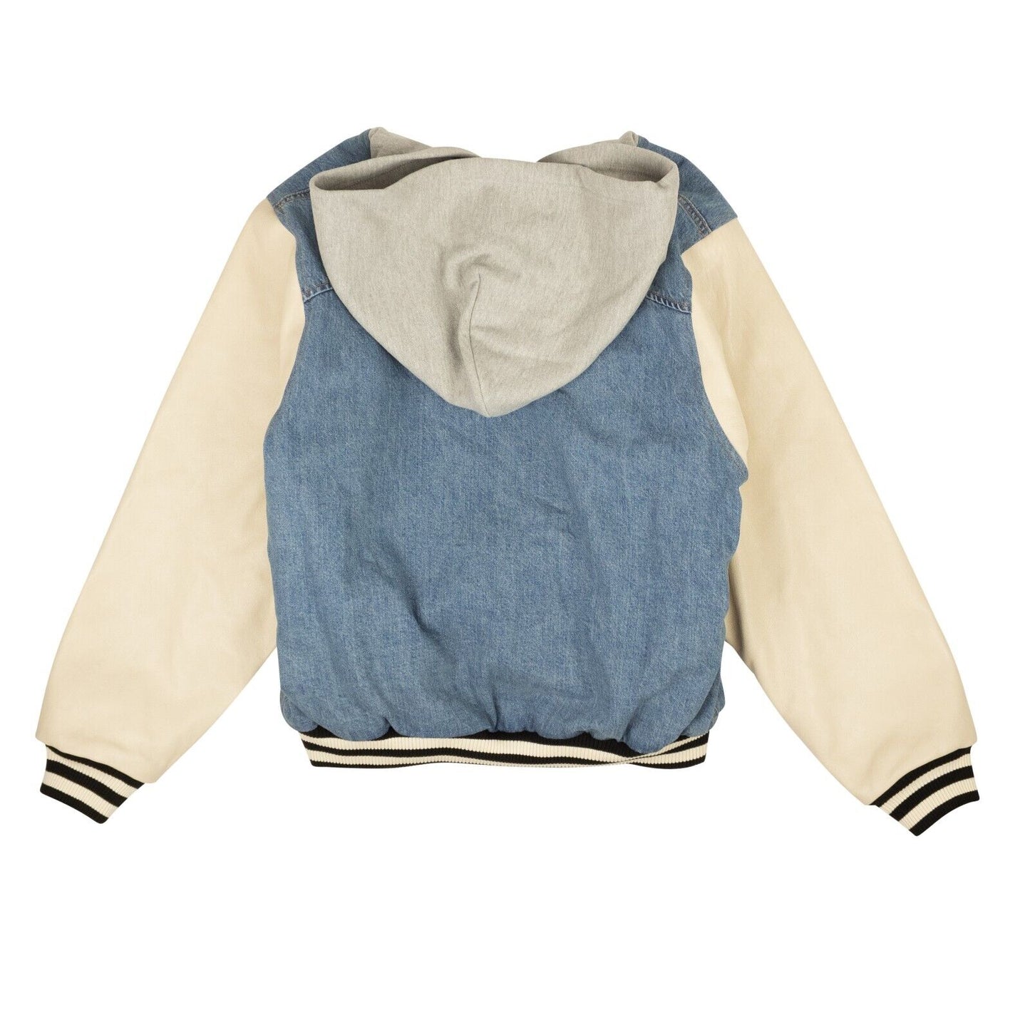 Washed Denim Hooded Varsity Jacket