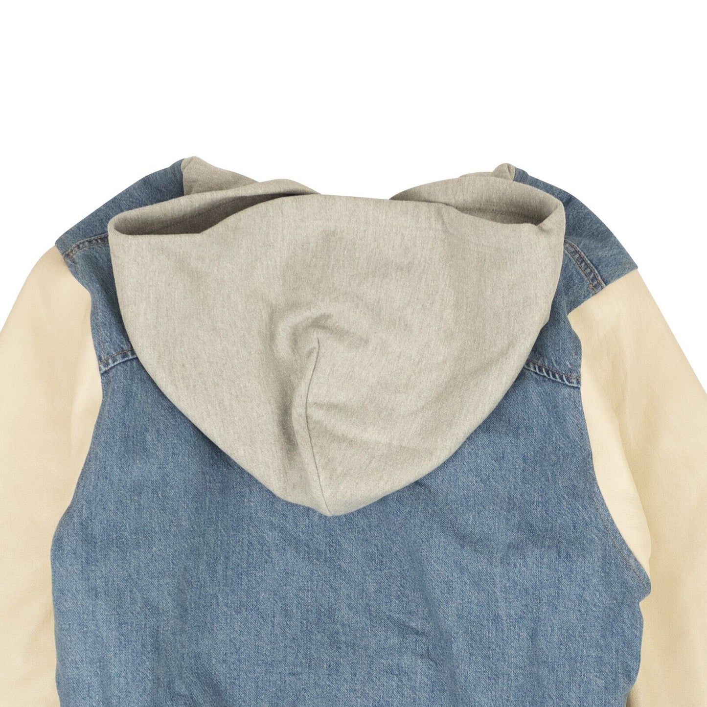 Washed Denim Hooded Varsity Jacket