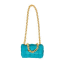 Cobalt Blue Suede Woven Cassette Shoulder Bag