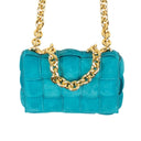 Cobalt Blue Suede Woven Cassette Shoulder Bag