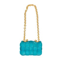 Cobalt Blue Suede Woven Cassette Shoulder Bag