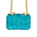 Cobalt Blue Suede Woven Cassette Shoulder Bag