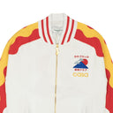 White And Red Knit Zip-Up Track Jacket