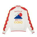 White And Red Knit Zip-Up Track Jacket