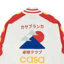 White And Red Knit Zip-Up Track Jacket