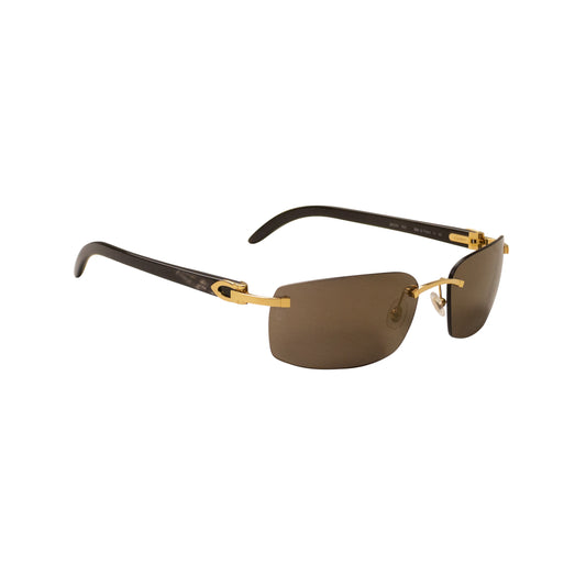 Cartier Rectangle Buffalohorn Sunglasses - Gold