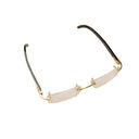 Gold And White Rectangle Buffalo Horn Eyeglasses