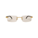 Gold And White Rectangle Buffalo Horn Eyeglasses