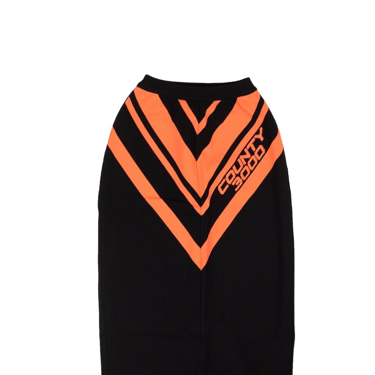 Marcelo Burlon Knit Diagonal Tube Midi Skirt - Black/Faded Orange