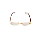 Gold And Burgundy Rectangle Eyeglasses