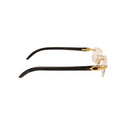 Gold And Black Rectangle Buffalo Horn Eyeglasses