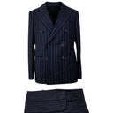 Navy And White Wool Double-Breasted Suit 8R