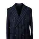 Navy And White Wool Double-Breasted Suit 8R