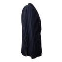 Navy And White Wool Double-Breasted Suit 8R