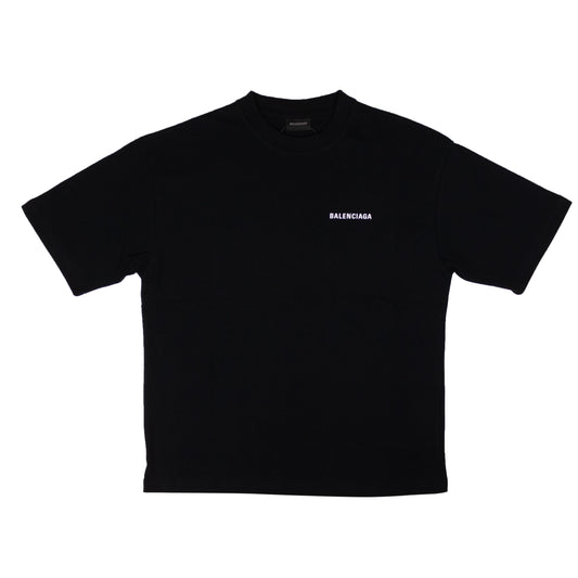Balenciaga Logo Cotton T-Shirt - Black