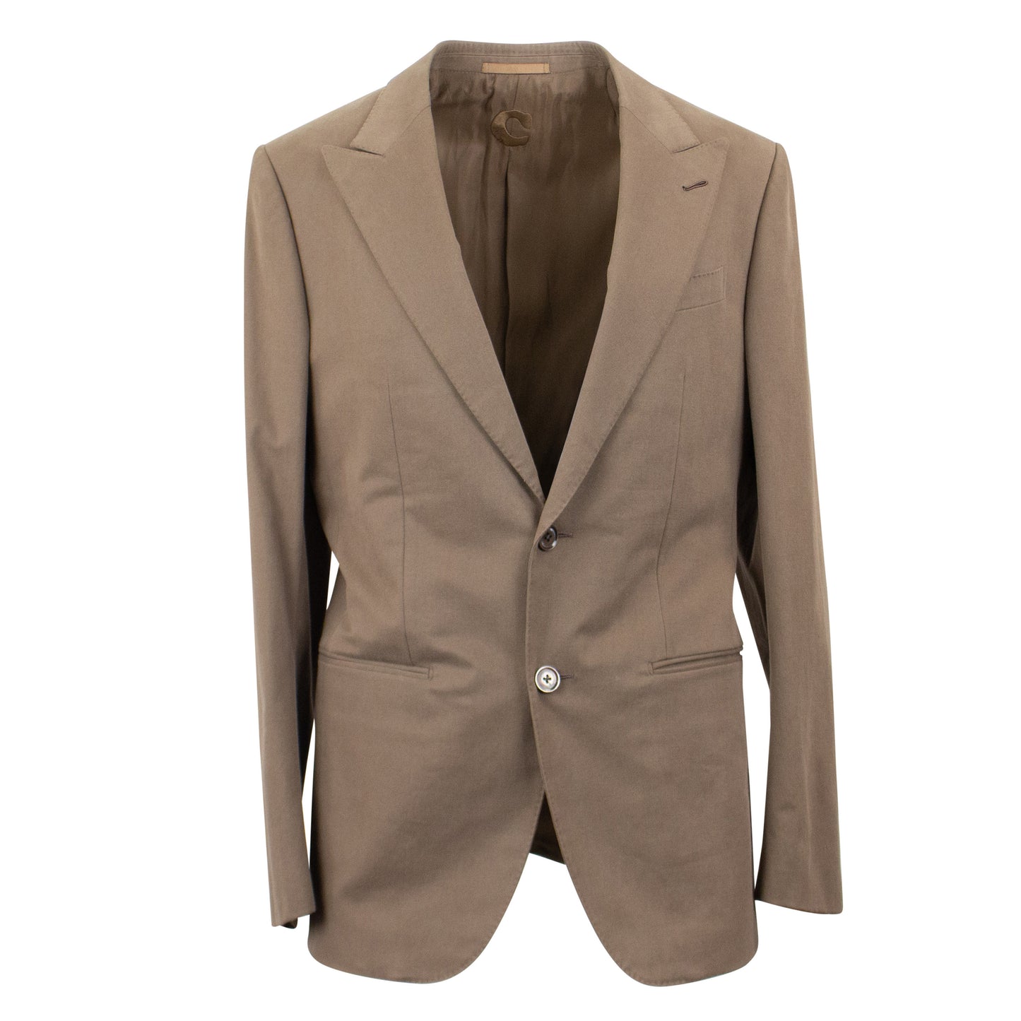 Peanut Brown Cotton Blend Single Breasted Suit 10R