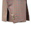 Brown And Orange Plaid Wool Double-Breasted Suit 9R