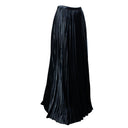 Women's Black Plisse Velvet Maxi Skirt