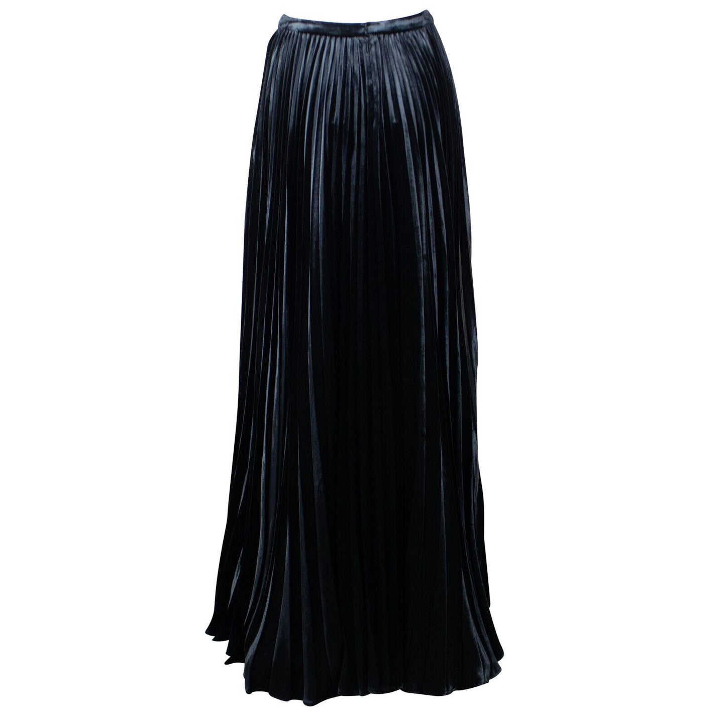 Women's Black Plisse Velvet Maxi Skirt