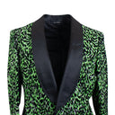 Neon Green And Grey Animal Fur Print Suit Jacket